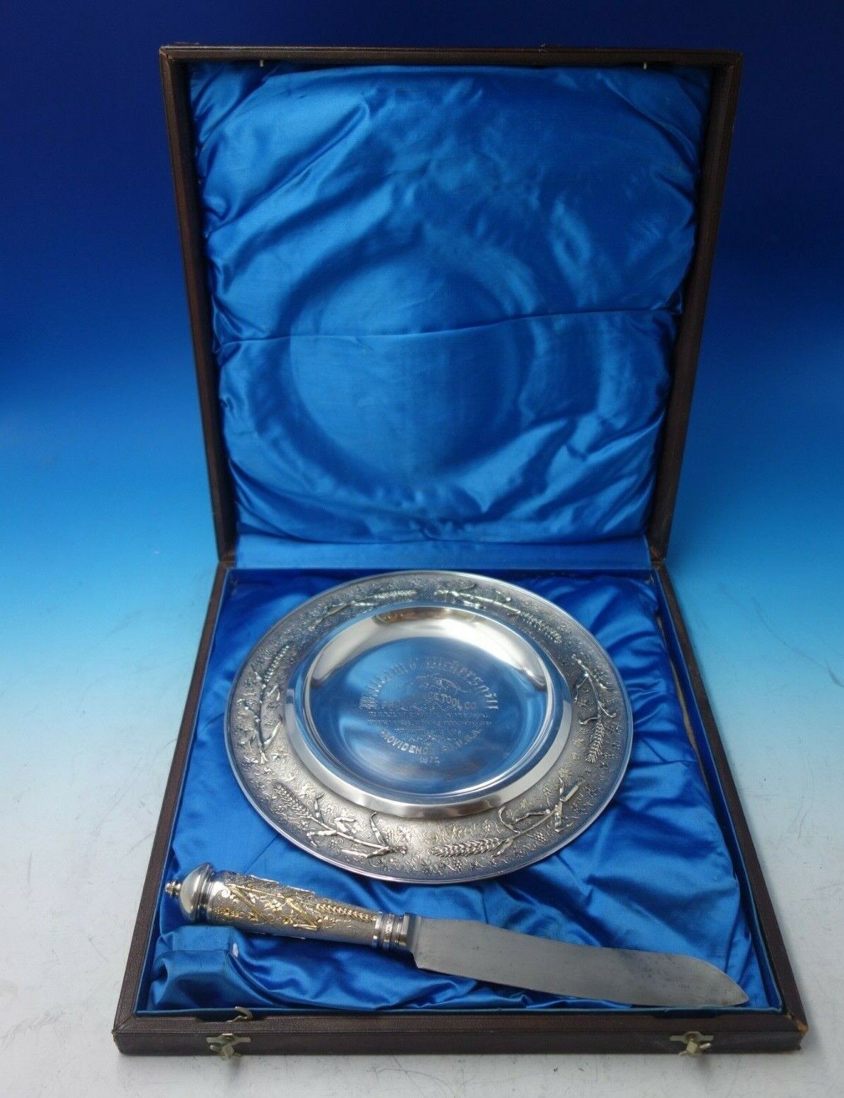 Judaica by Gorham Sterling Silver Challah Set 2pc Fitted Box #20 Date 1872 #6046