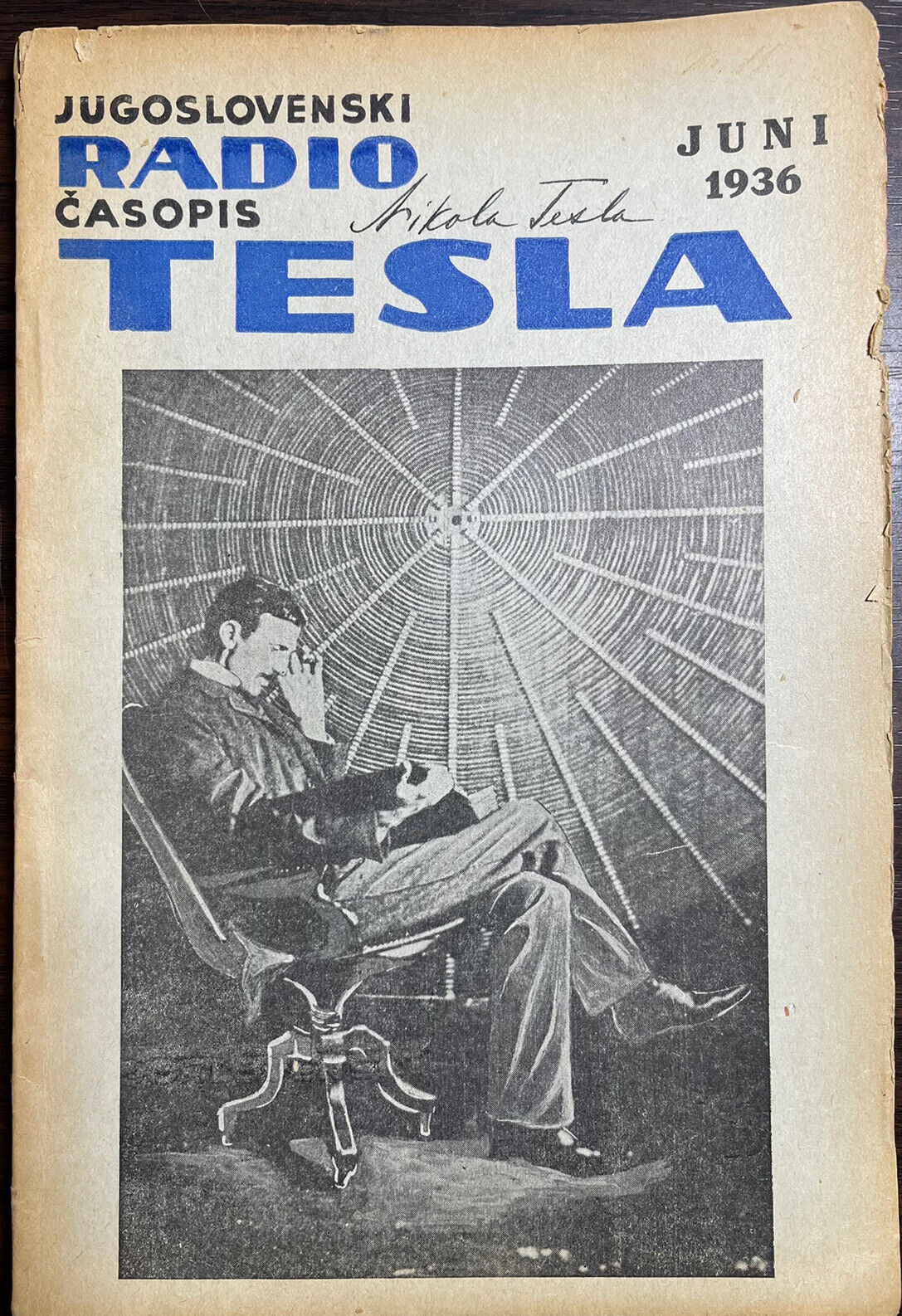 Nikola Tesla - Signed Radio Tesla Magazine, June 1936 Edition - ACE Certified