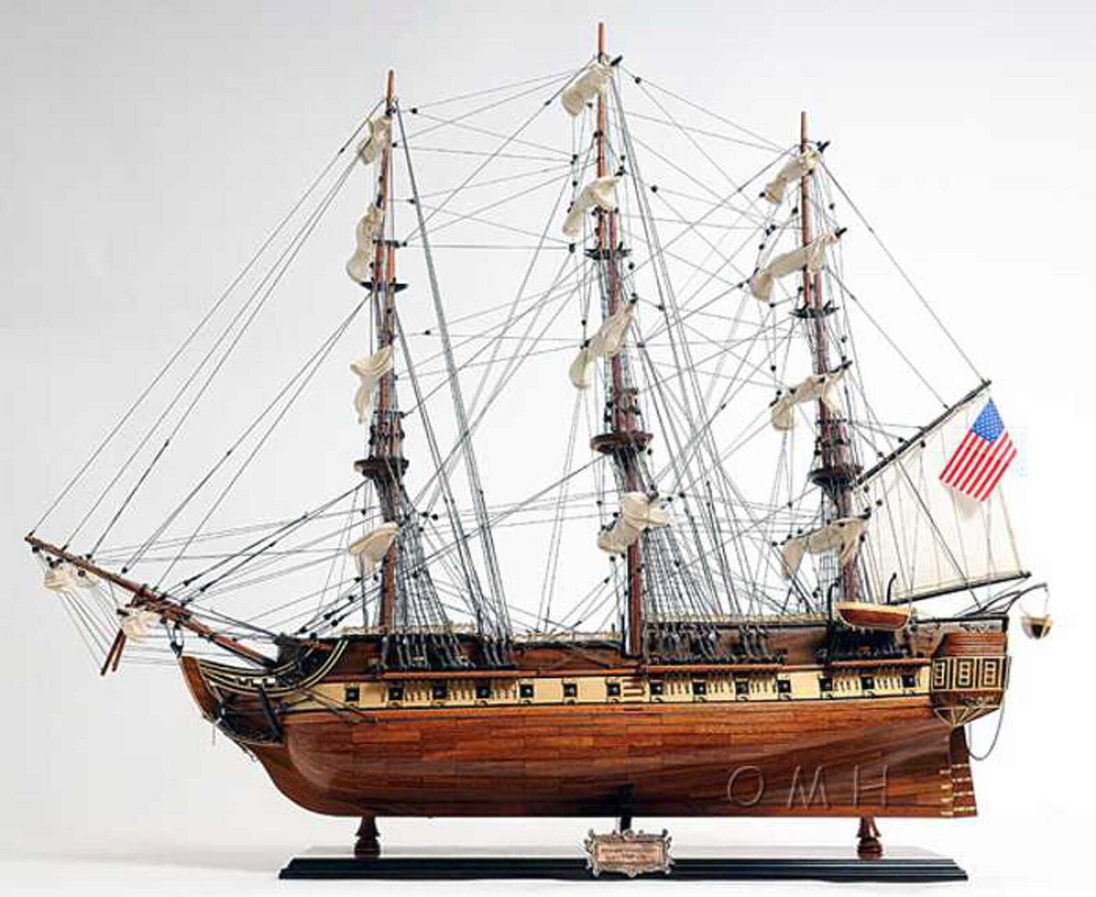 Handmade Wooden Model Ship - USS Constitution - New - Fully Assembled