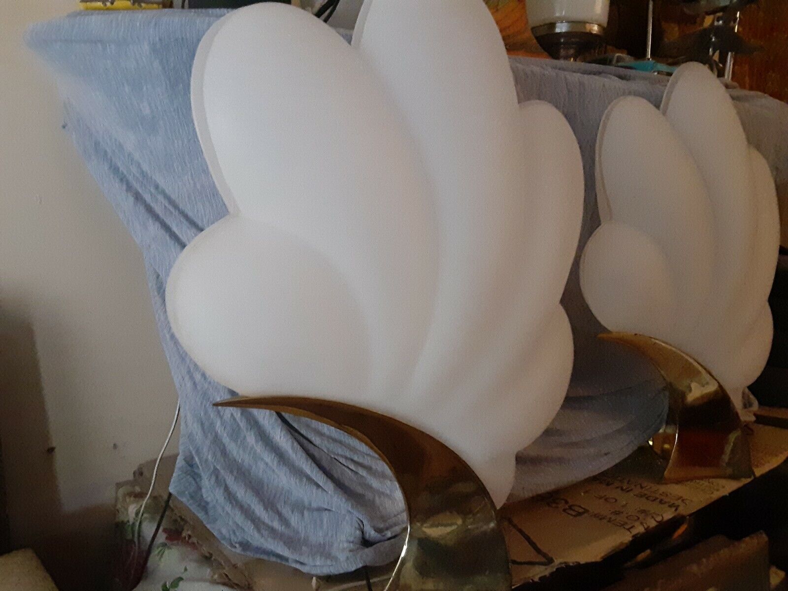 PR MID CENTURY MODERN CANADIAN ROBERT ROUGIER GIANT CLAM SHELL 30X24 TABLE LAMPS
