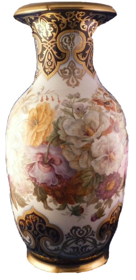Large Antique 19thC French Bayeux / Valentine Porcelain Vase Porcelaine France