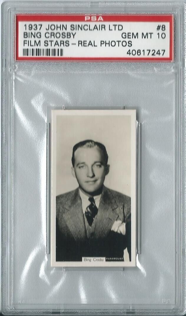 1937 John Sinclair Ltd. Film Stars #8 BING CROSBY PSA 10 GEM MT Pop. 1/1