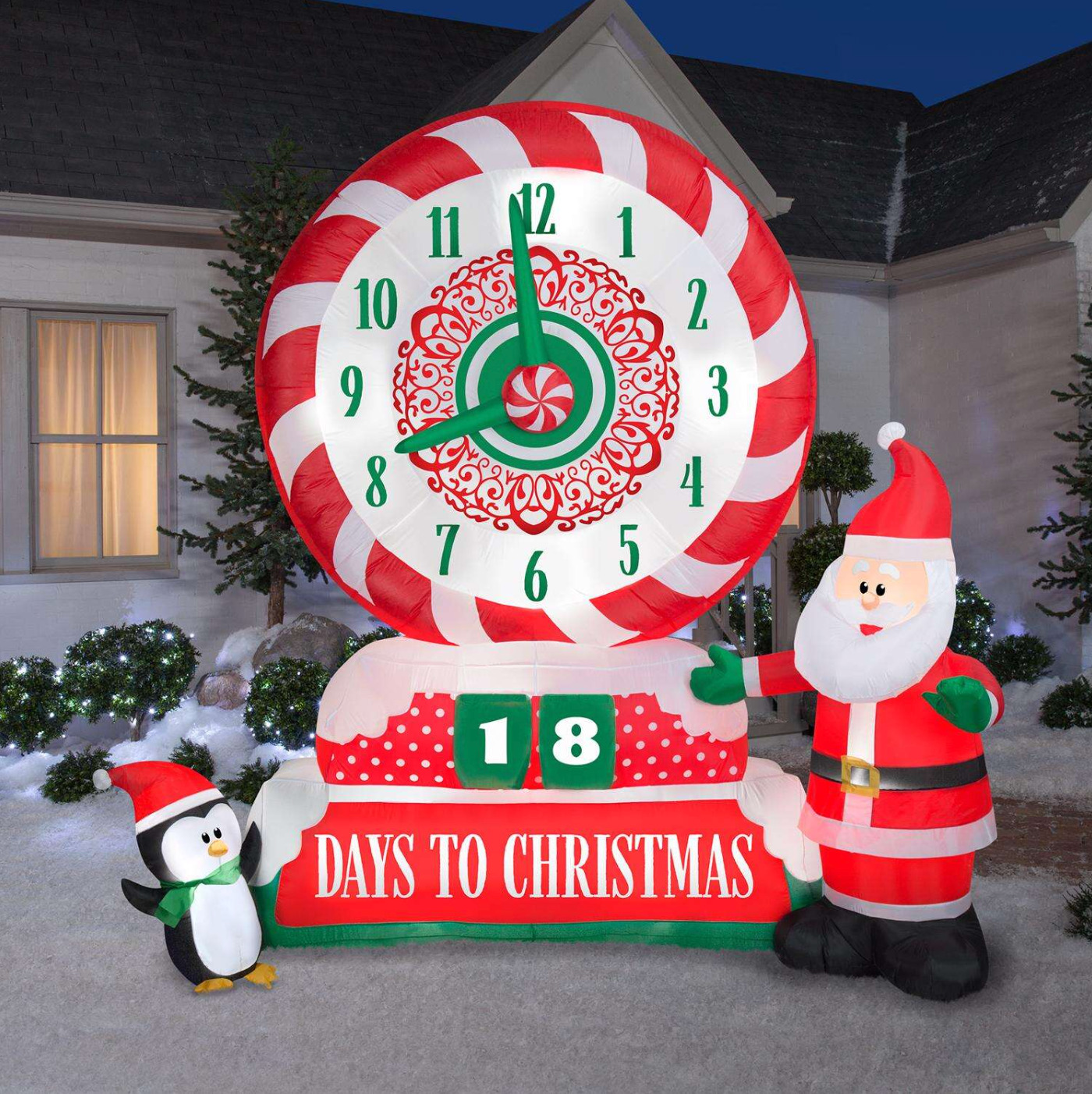 9' ANIMATED SPINNING COUNTDOWN CLOCK TO CHRISTMAS Airblown LED Yard Inflatable