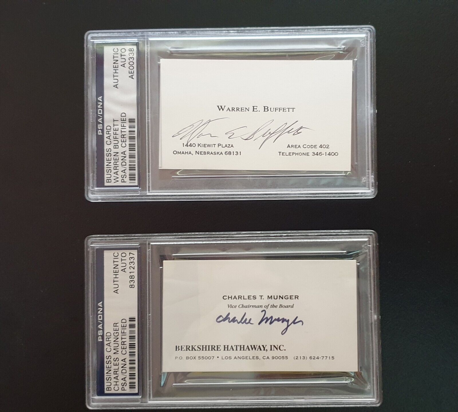 Warren Buffett & Charlie Munger Autographed Business Cards
