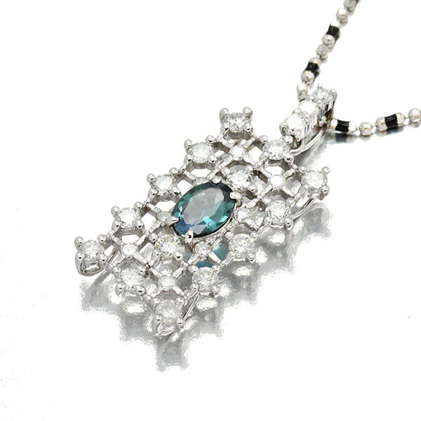 K18Wg Alexandrite Diamond Necklace Ax0.48Ct D0.86Ct 55Cm White Gold 750 Jewelry 