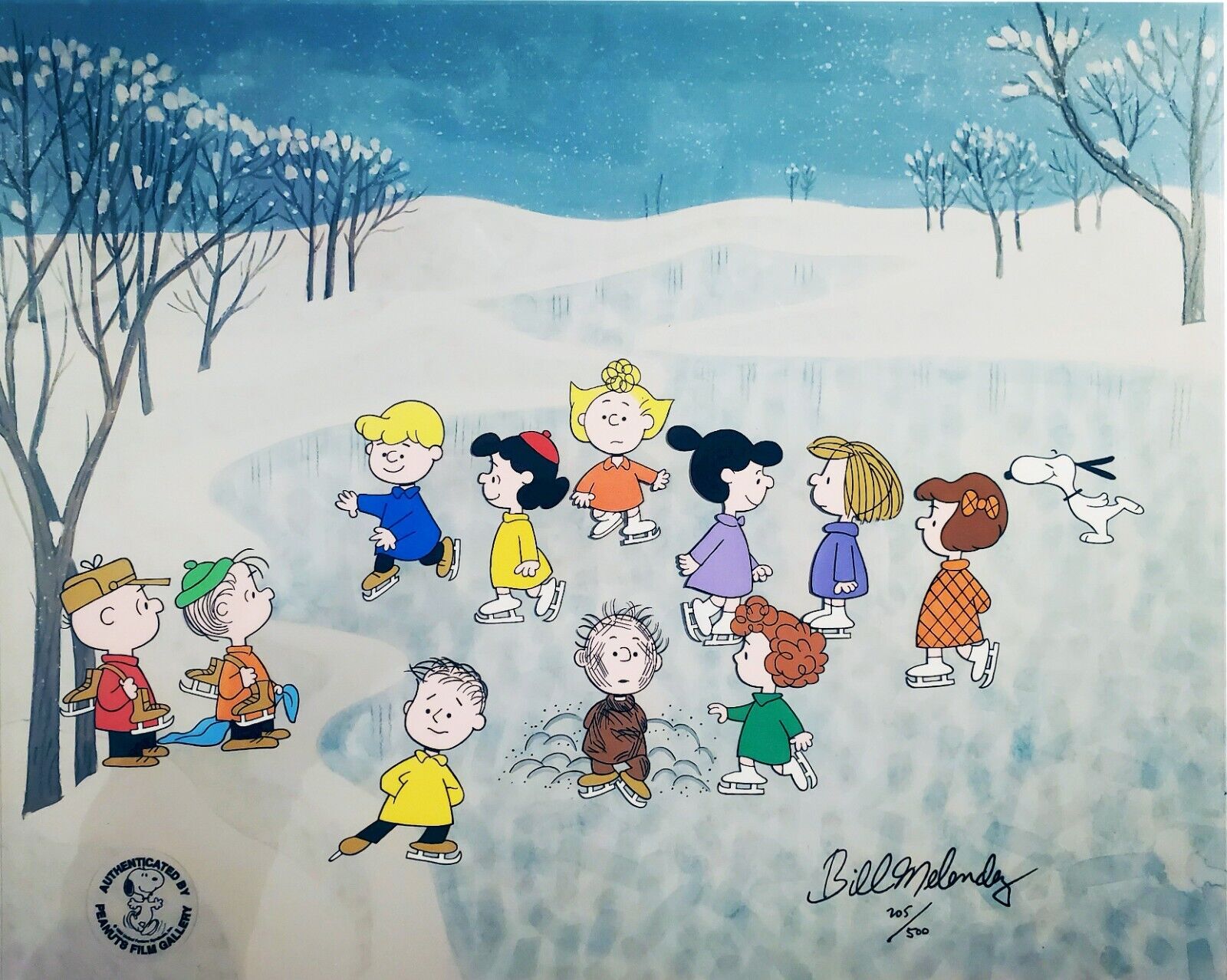 🎄 Charlie Brown Christmas Bill Melendez Signature Peanuts Cel The Great Skate