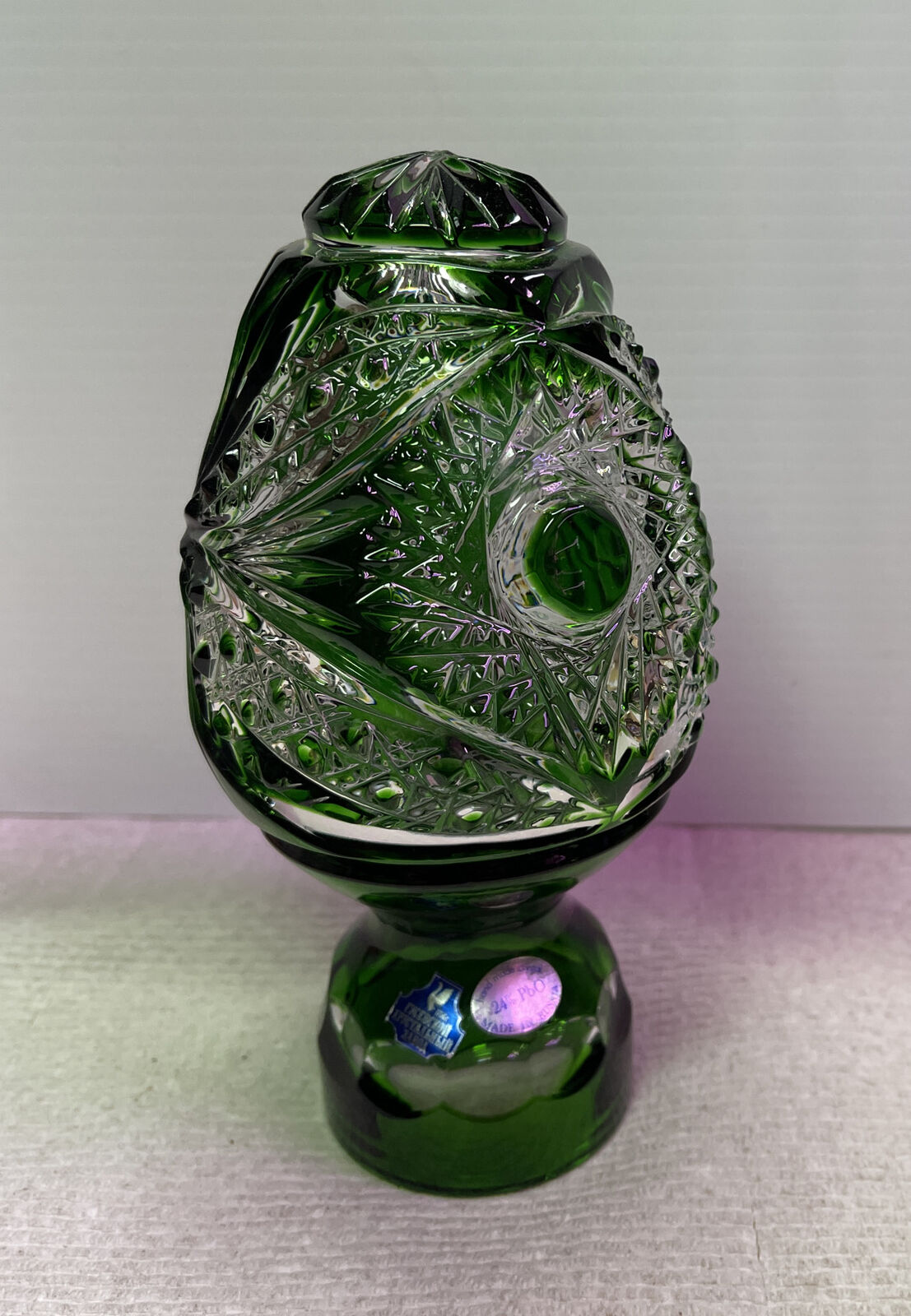 CUT GLASS EMERALD GREEN EGG ALEXANDRITE RUSSIAN CRYSTAL GUS KHRUSTALNY RYCEBKNON