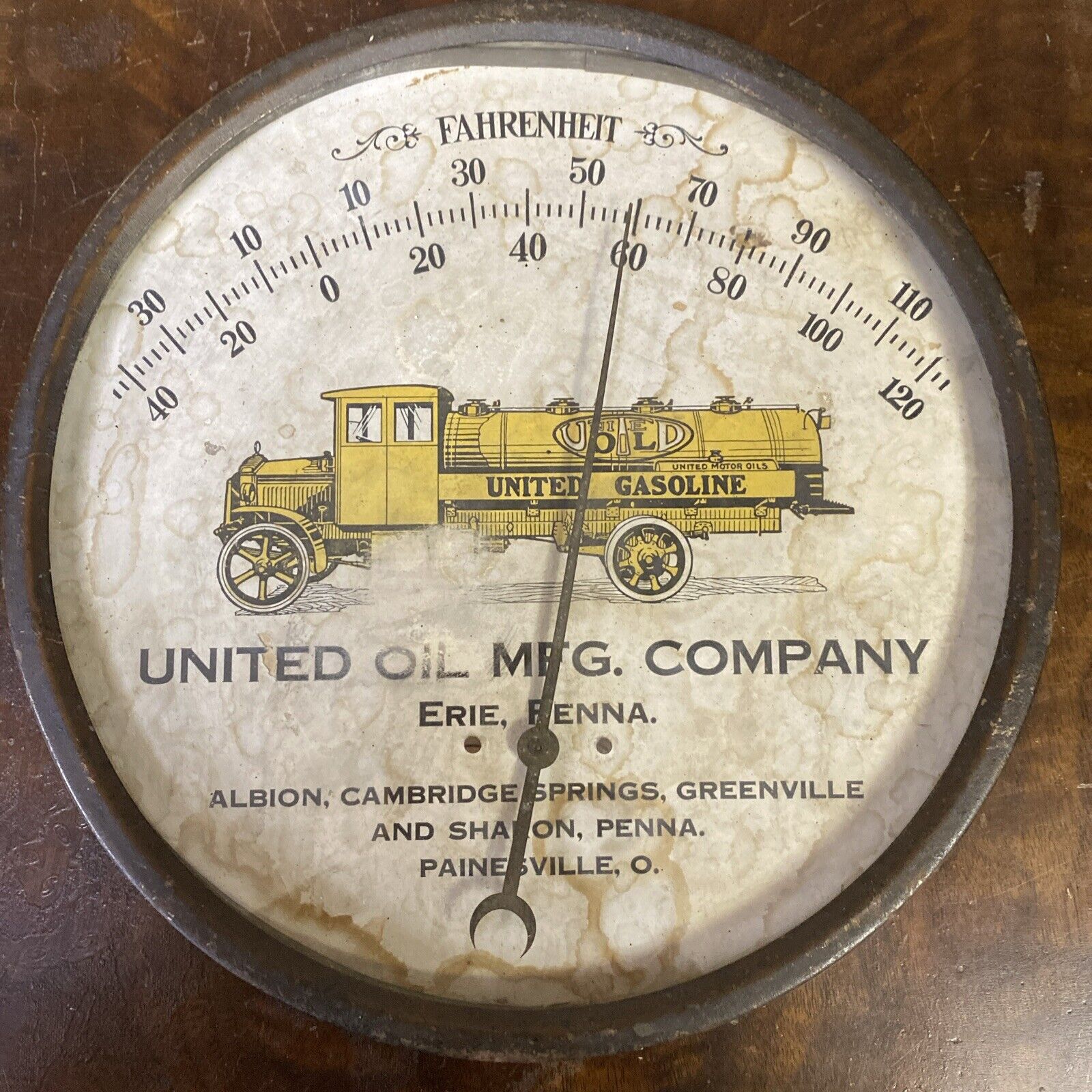 Antique United Oil MFG. Company Thermometer SUPER RARE 9” WOW