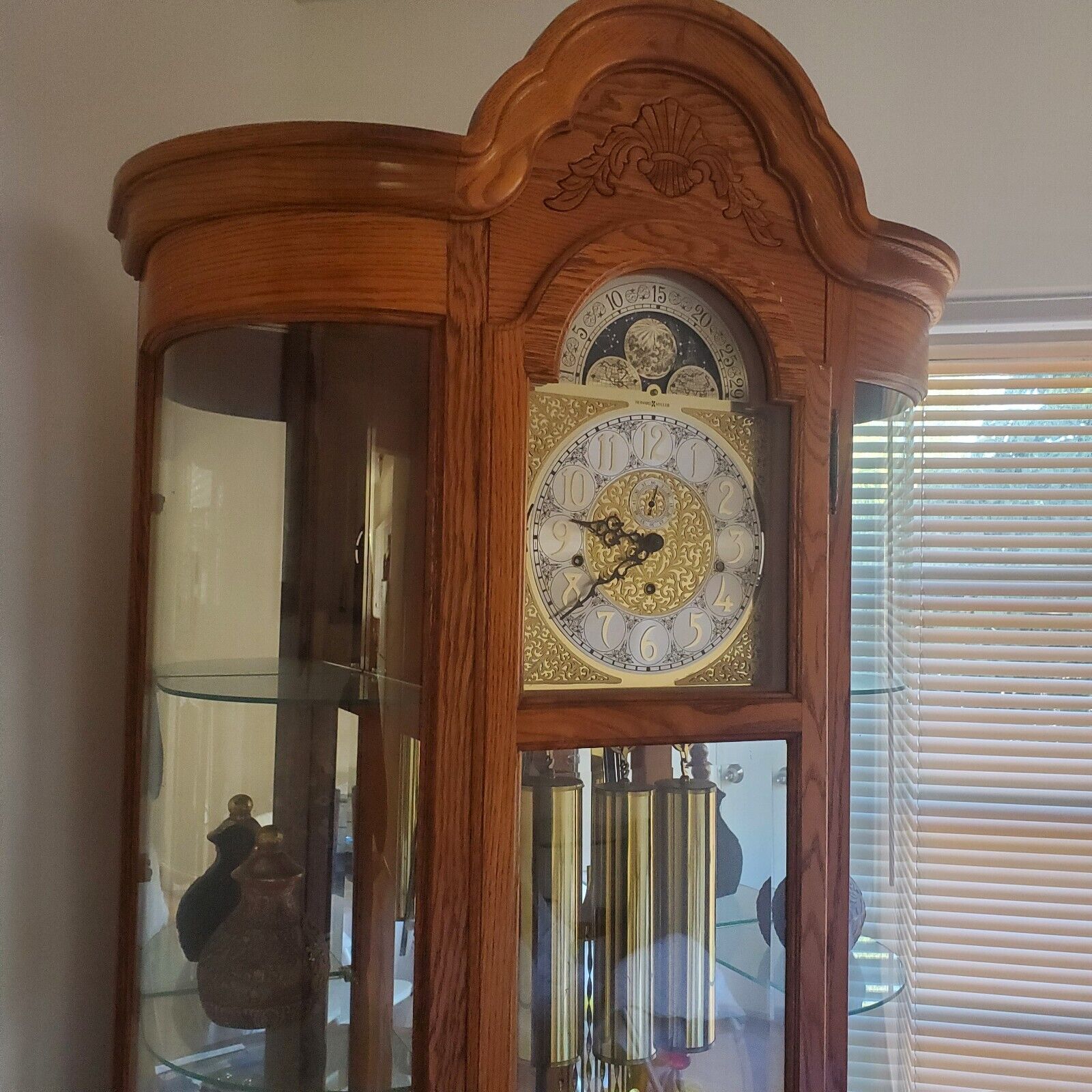 RARE Howard Miller Grandfather Clock Model 610-715 Gold World Map Bill Nye Feat