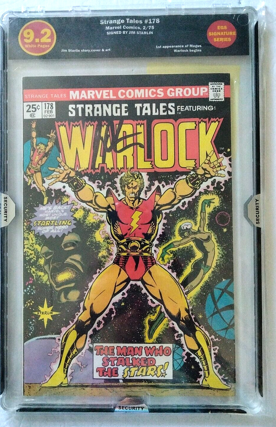EGS SS SERIES 9.2 WHITE PAGES STRANGE TALES #178 SIGNED BY JIM STARLIN 2/75