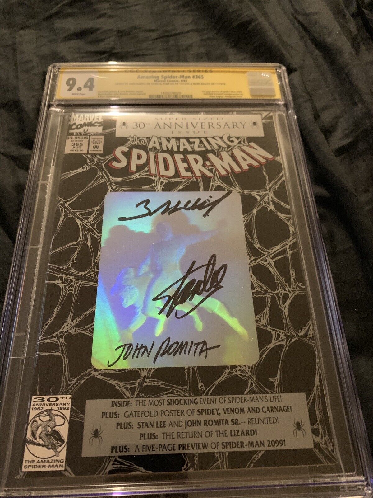The Amazing Spider-Man #365  Signed By Stan Lee Mark Bagley And John Romita
