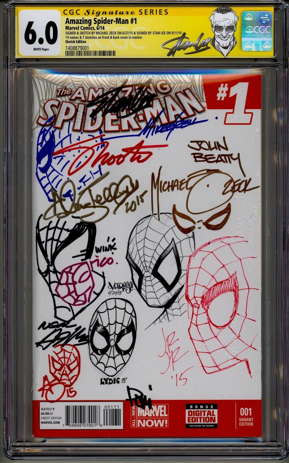AMAZING SPIDER-MAN #1 CGC SS STAN LEE 6.0 SIGNED AND/OR SKETCHED BY 13 LEGENDS