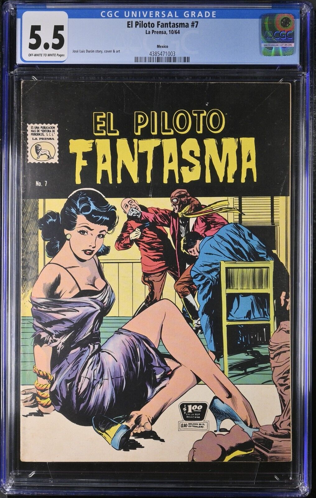 El Piloto Fantasma #7 CGC 5.5 Jose Luis Duran Cover Cover Mexico 1964
