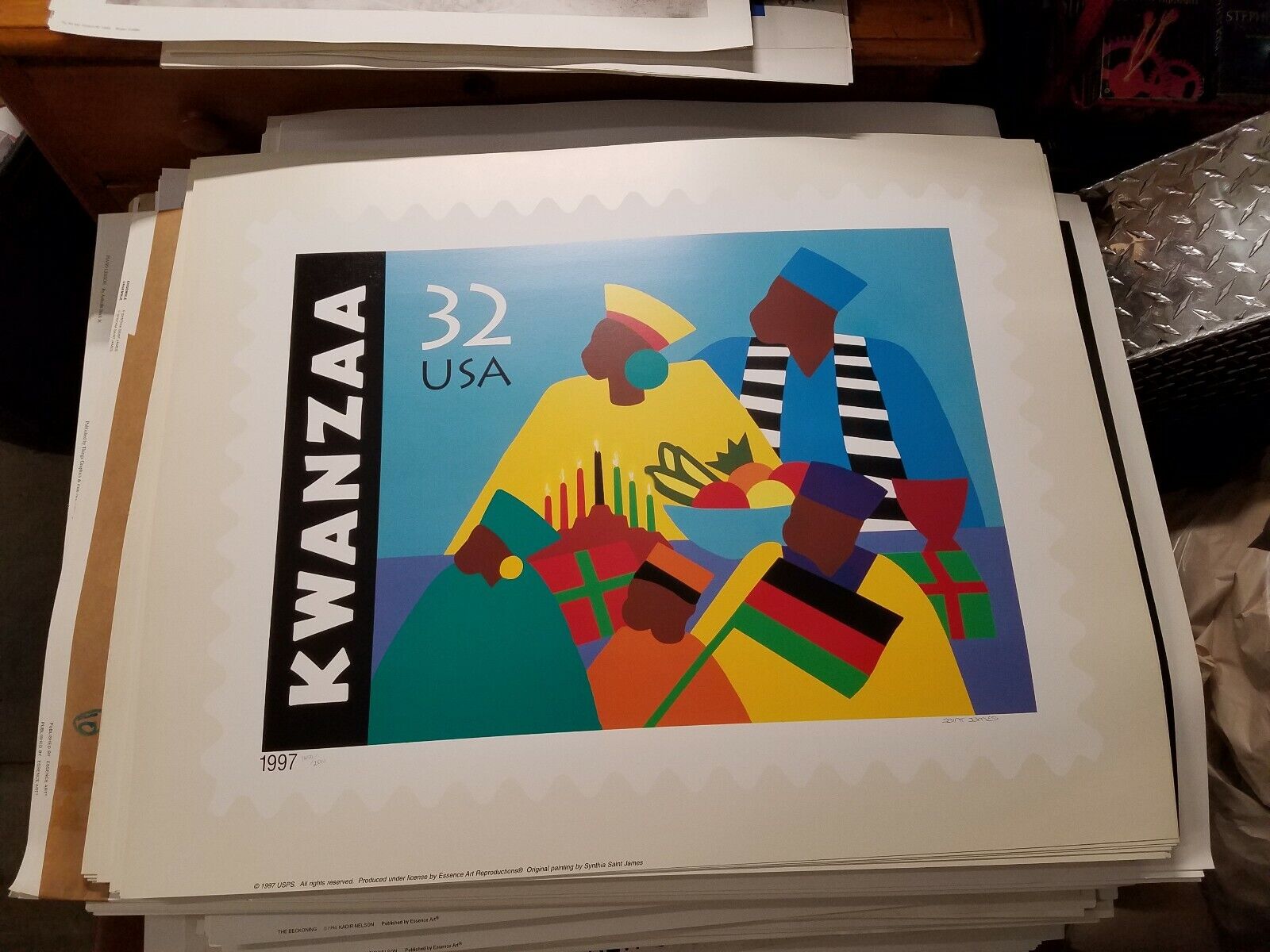 Synthia Saint James - Limited Edition Lithograph Kwanzaa 1997 Signed / numbered 