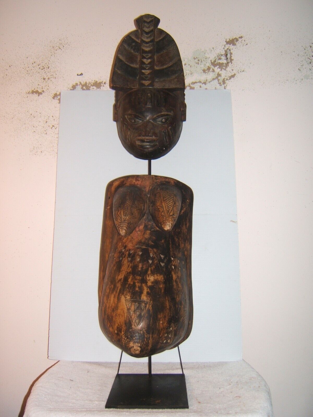 Ceremonial Fertility Mask,Two Pieces, Yoruba, Nigeria, Circa Early 20th Century 