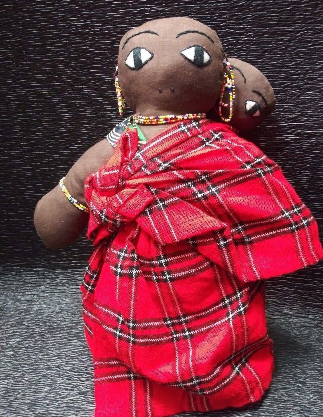 African Doll handmade Mother carrying baby on her back Kwanzaa celebration 16