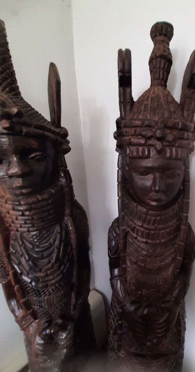 African Wooden Dolls Each 3 Feet Tall Roughly  50 Lb Combined Weight