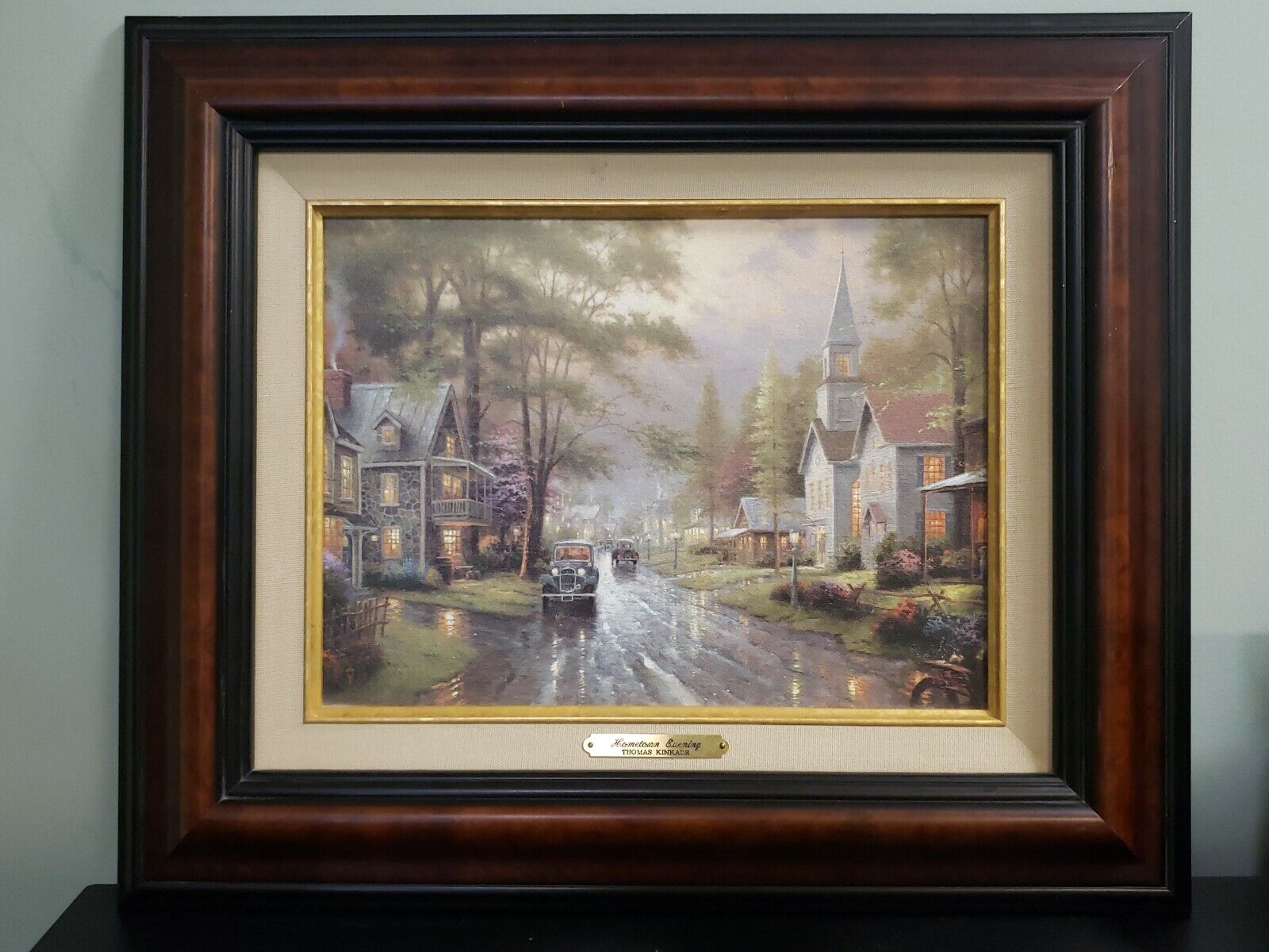 Hometown Evening Thomas Kinkade Painting Certificate Of Authenticity Shown