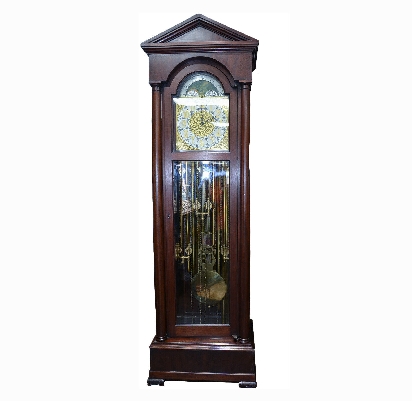 c023 Antique Regina, Moon Dial Tall Case Grandfather Clock- Local Pickup Only