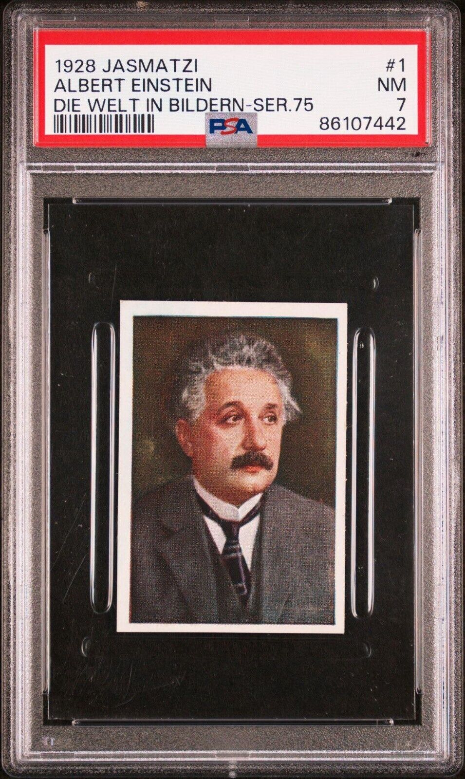 ALBERT EINSTEIN 1928 JASMATZI DIE WELT IN BILDERN #1 -SER.75 PSA 7