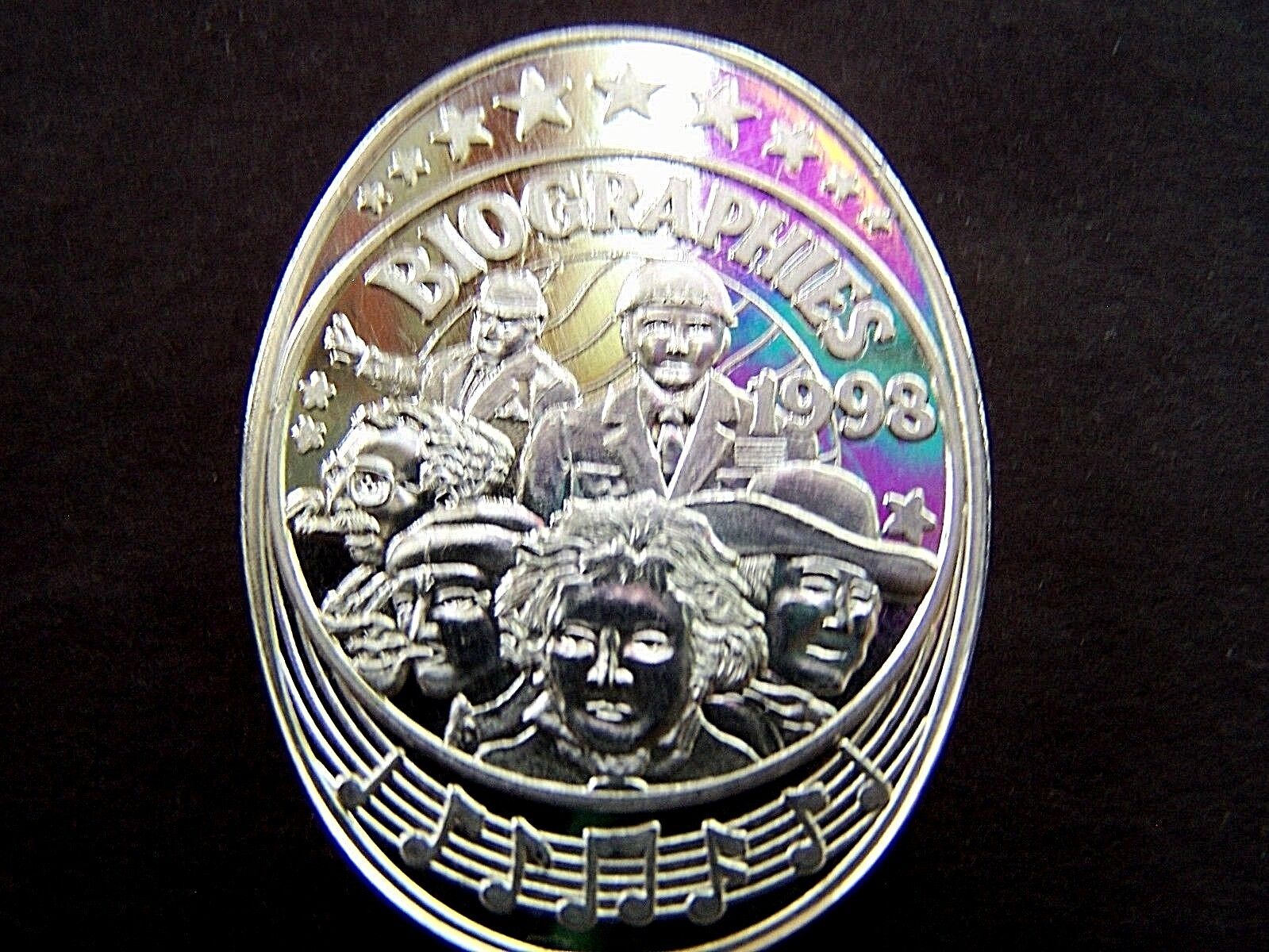 1998 Endymion BIOGRAPHIES Fine Silver Oval Mardi Gras Doubloon