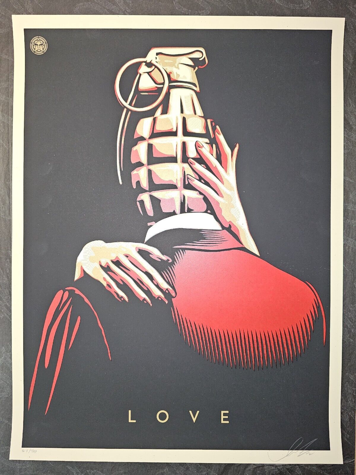 Obey Giant Love Is the Drug Shepard Fairey s/n Screen Print Poster RED Variant