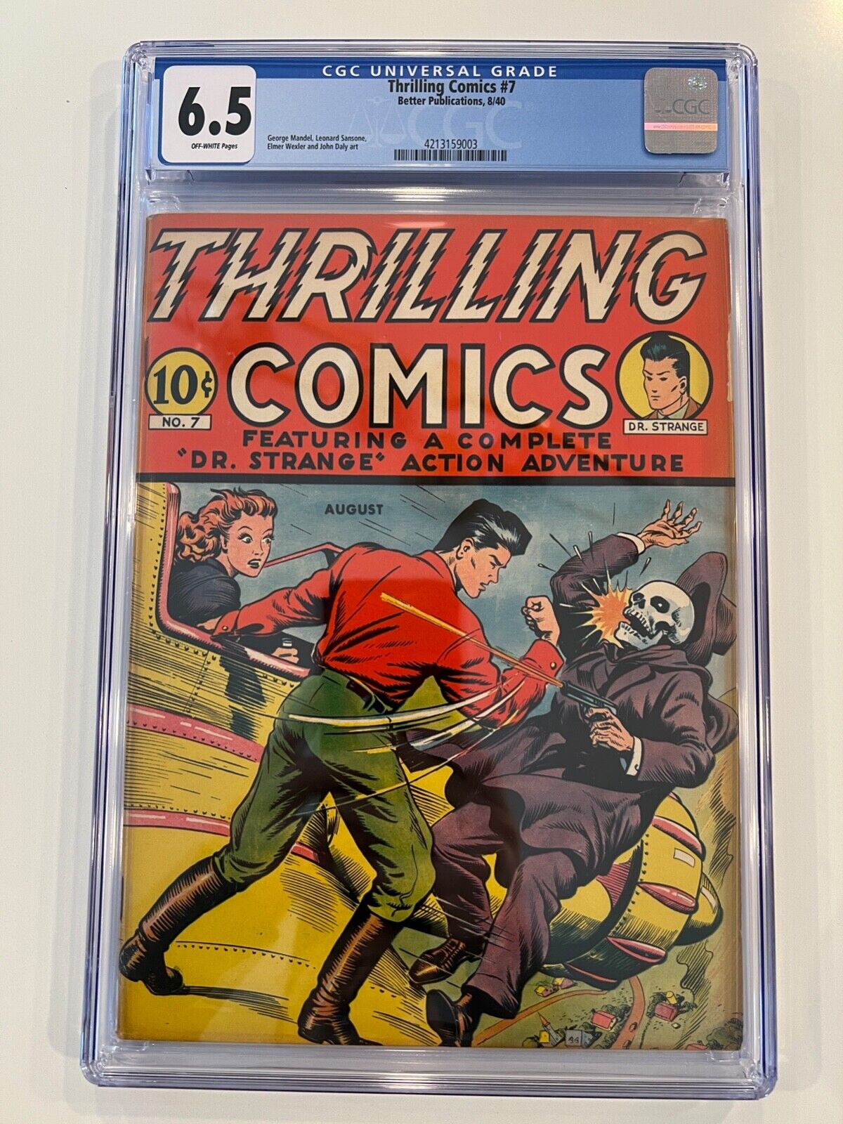 Thrilling Comics #7 CGC 6.5 Off White Classic Skull Cover Dr. Strange Schomburg