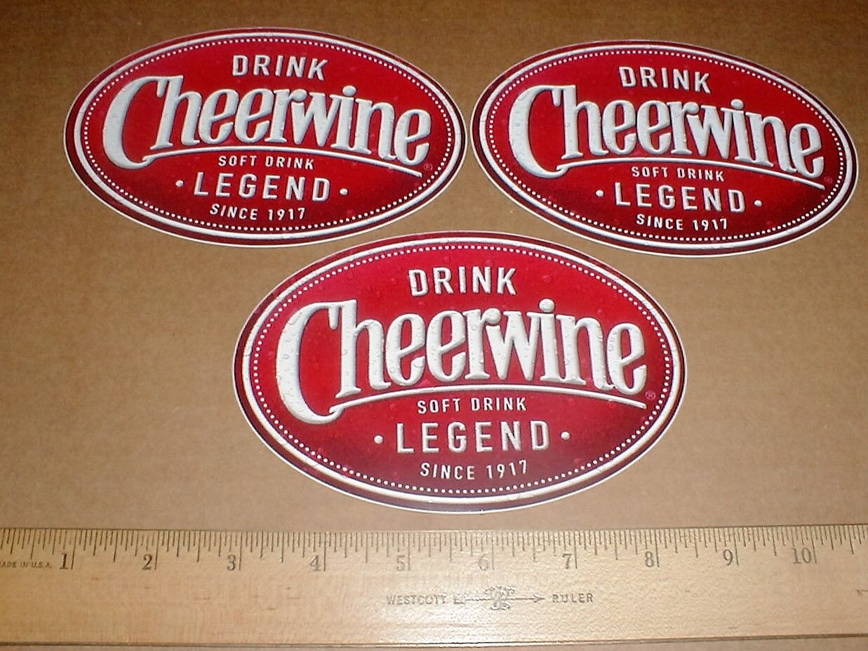 3 New Cheerwine decal sticker lot soda Soft Drink cola since 1917 6\