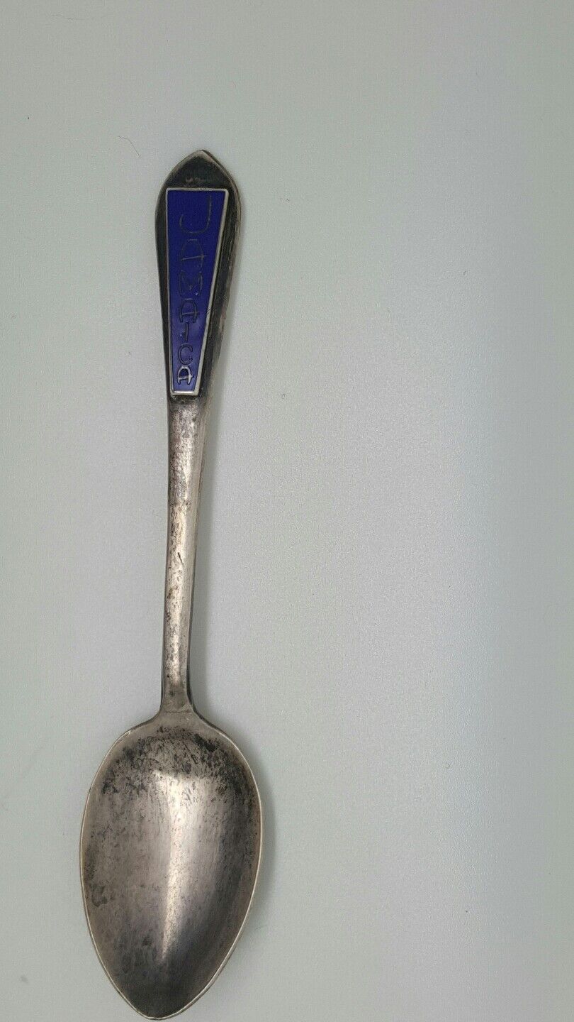 Rare Antique Enamel Sterling Silver Souvenir Spoon US Virgin Islands BMCo