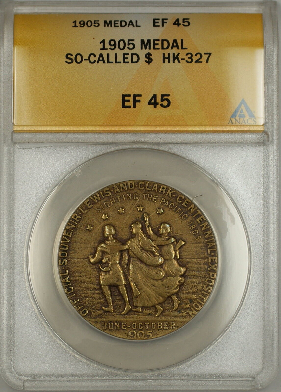 1905 Lewis and Clark So-Called Dollar Medal HK-327 ANACS EF-45