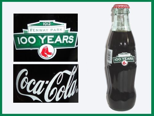 2 Full  ~  BOSTON RED SOX / Fenway Park ~ 100 years ~ Coke BOTTLES ~ 8oz (id: d)