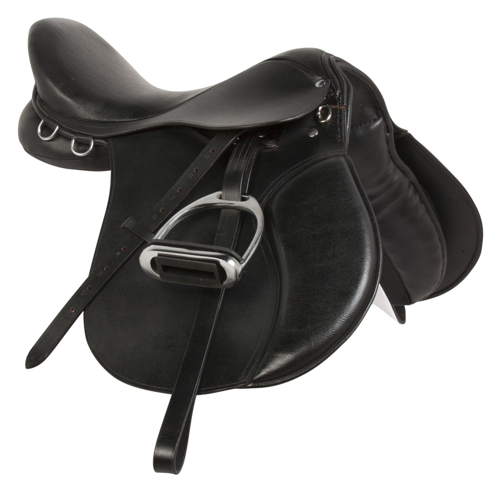 16 17 18 BEGINNER ENGLISH ALL PURPOSE BLACK TRAIL LEATHER HORSE SADDLE TACK NEW