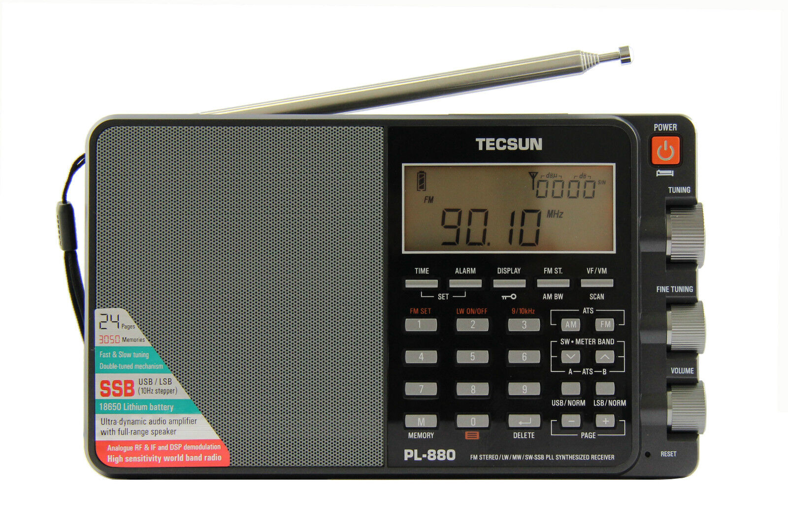 TECSUN PL-880 PLL Multi Conversion AM/FM, Longwave Shortwave, SSB Radio Receiver