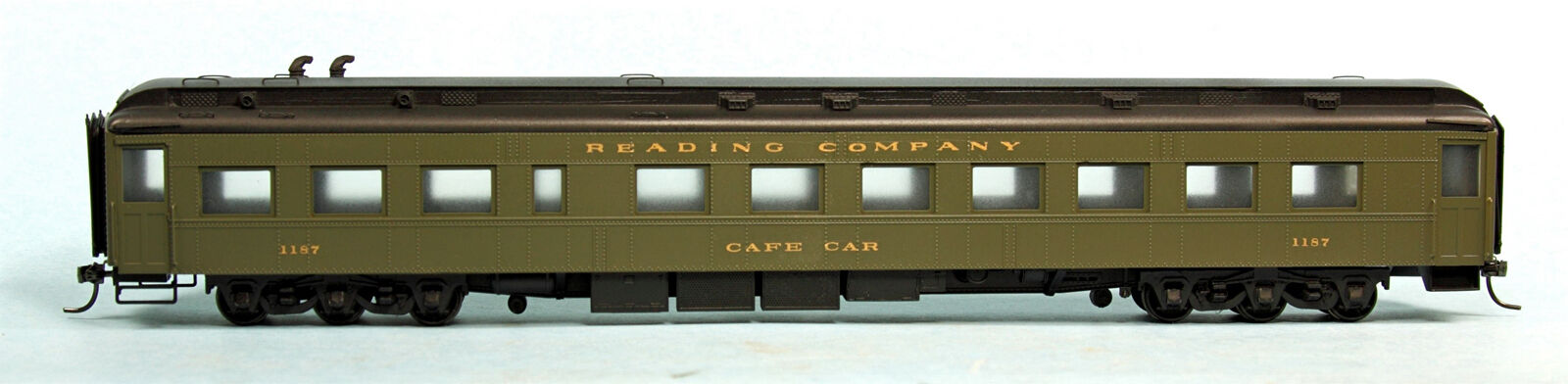 READING CAFE CAR 1186-1189 HO Railroad Plastic w/ Brass Car Sides Kit BC260