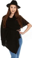 Manio Cashmere 100% Knitted Wrap Shawl Extra Large Scarf Stole Black  picture