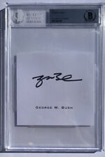 GEORGE W BUSH SIGNED CUT 3x5 AUTOGRAPH 43rd PRESIDENT D BECKETT BAS BGS SLABBED picture