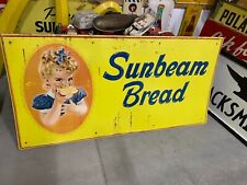 Vintage LARGE Original Metal Sunbeam Bread Sign Little Miss Sunbeam GAS OIL SODA picture