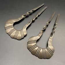 Vintage Navajo Kenneth Begay Handmade Sterling Silver Hair Pin Pair picture