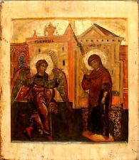 ANTIQUE 16-17c HAND PAINTED RUSSIAN ICON  THE ANNUNCIATION picture