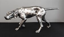 REMARKABLE POINTER DOG LARGE SILVER PLATE STATUE CIRCA 1920 DETAILED SUPERB picture
