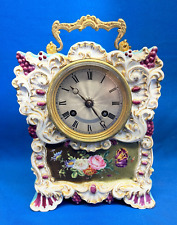 Rare 1830 Antique French Henry Marc Porcelain Silk Thread Mantel Clock picture