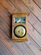 Antique Gamewell Fire Alarm Telegraph Co. Gong Firehouse Bell in Oak Wooden Case picture