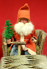 1920's Very Good Condition Antique German Santa in Woven Car with Toys 18