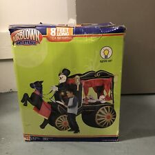 Gemmy Halloween Inflatable Skeleton w/Horse Drawn Carriage Hearse 8' Lights NEW picture