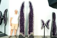 Pair of 8 Ft Tall Giant High-Grade Deep Purple Amethyst Cathedral Geodes picture
