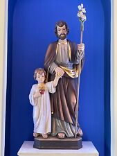 St. Joseph w Jesus Hand Carved Wood Religious Statue 59