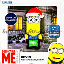 *NEW*ULTRA RARE* 8' ft Inflatable Minion-Kevin Giving Christmas Present-Airblown picture