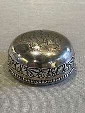 Antique Sterling Silver Dome Topped Hinged Snuff or Pill Box picture