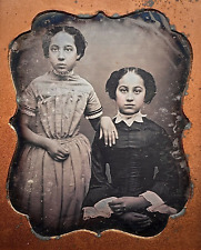 UNUSUAL 1840'S  DAGUERREOTYPE - TWO BEAUTIFUL ETHNIC LOOKING SISTERS - FULL CASE picture
