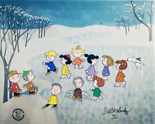 🎄 Charlie Brown Christmas Bill Melendez Signature Peanuts Cel The Great Skate picture